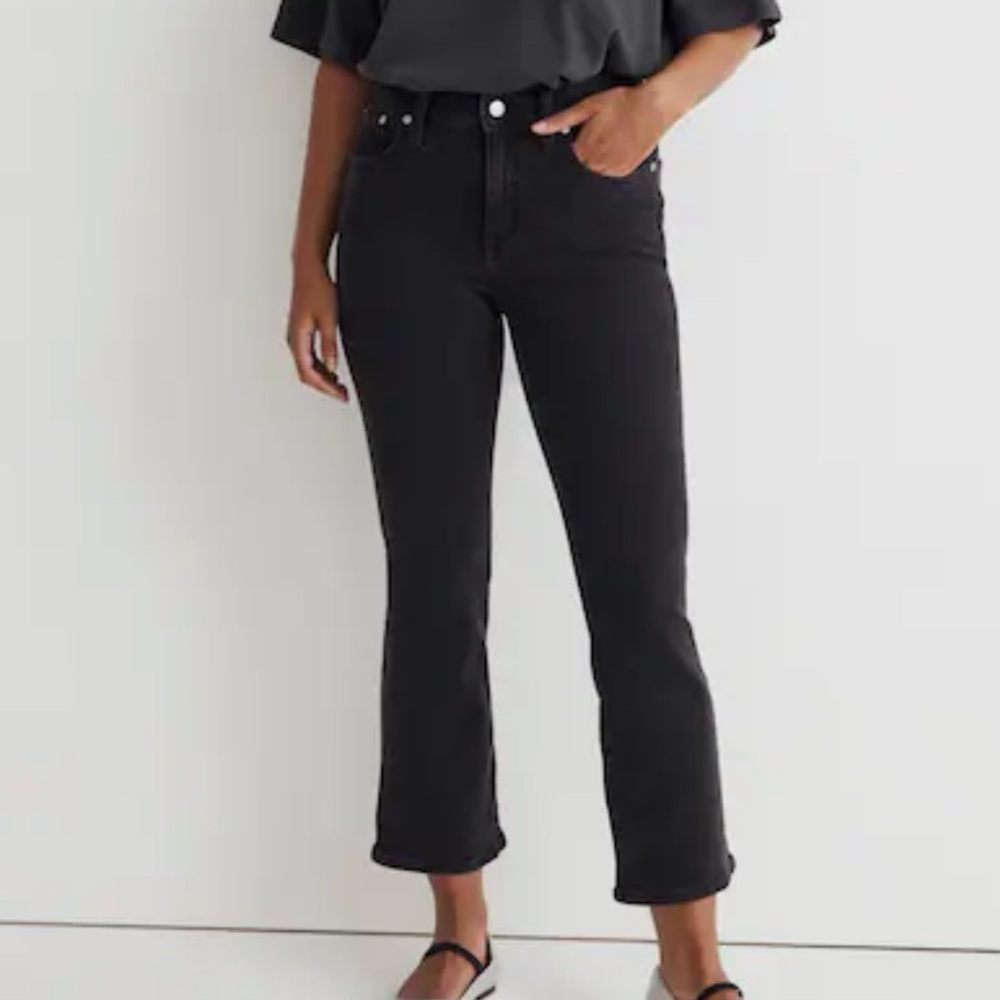 Madewell Curvy Kick Out Crop Jeans Black Starkey Wash Size 27 High Rise Ankle